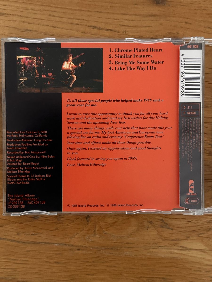 CD: 4x Melissa Etheridge Singl. u 1x open - ended interview Prom – Usato da Däniken SO venduto da cash63 2