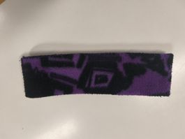 Stirnband Fleece lila schwarz gemustert gebraucht