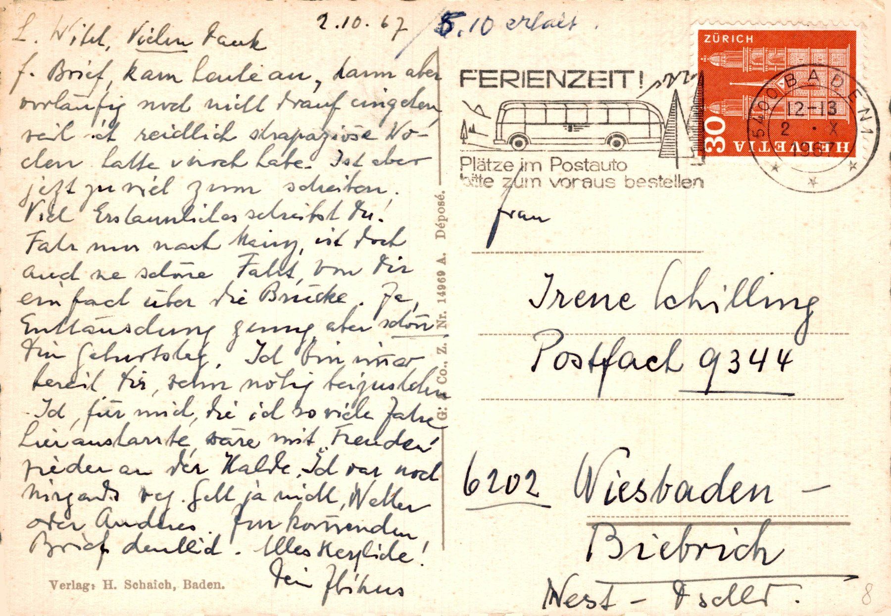 Cartoline postali: Baden - Les Bains. Halde – Usato da Bronschhofen venduto da Astore 1