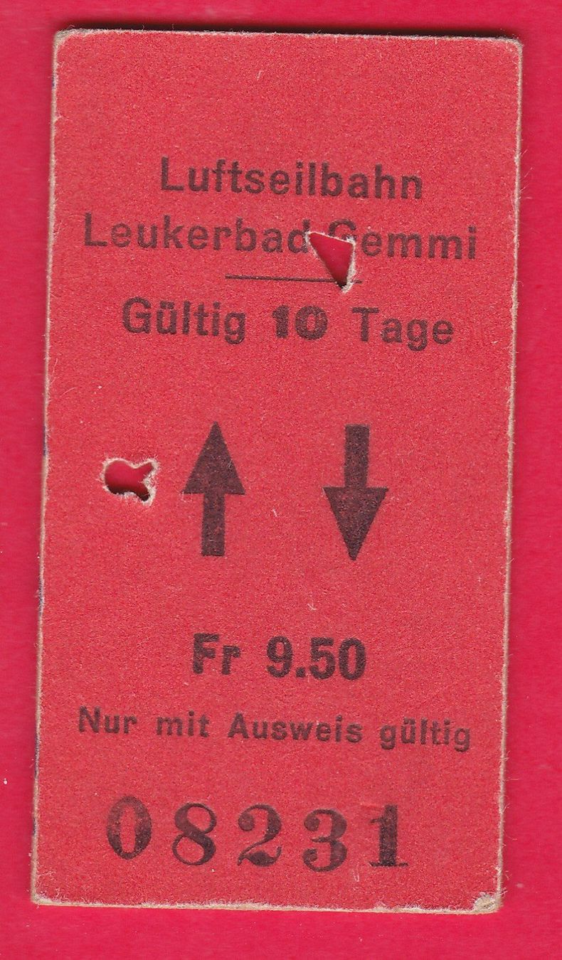 Biglietti: KARTON BILLETT, LUFTSEILBAHN, LEUKERBAD-GEMMI, RETOUR – Usato da Oberrieden venduto da Gebirgsstelze