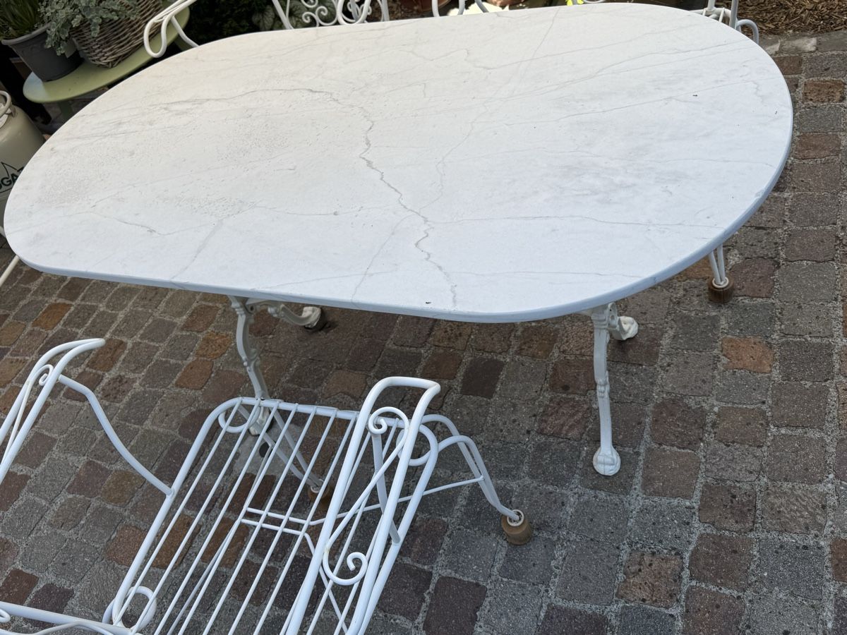 Set di tavolo e panche: GARTENTISCH MARMOR + 3 STÜHLE – Usato da Zofingen venduto da duke019 1