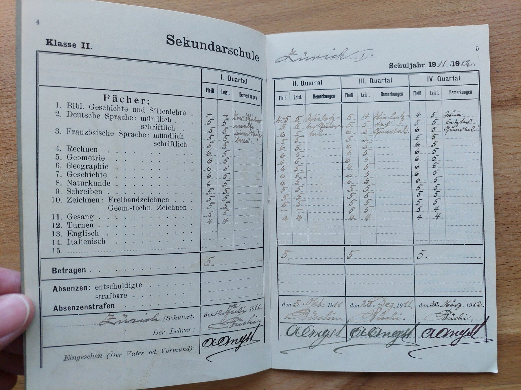 Documenti: Antikes Schulzeugnis Sekundarschule 1897 – Usato da Obfelden venduto da Foto_Bild_Kunst_Buch 3