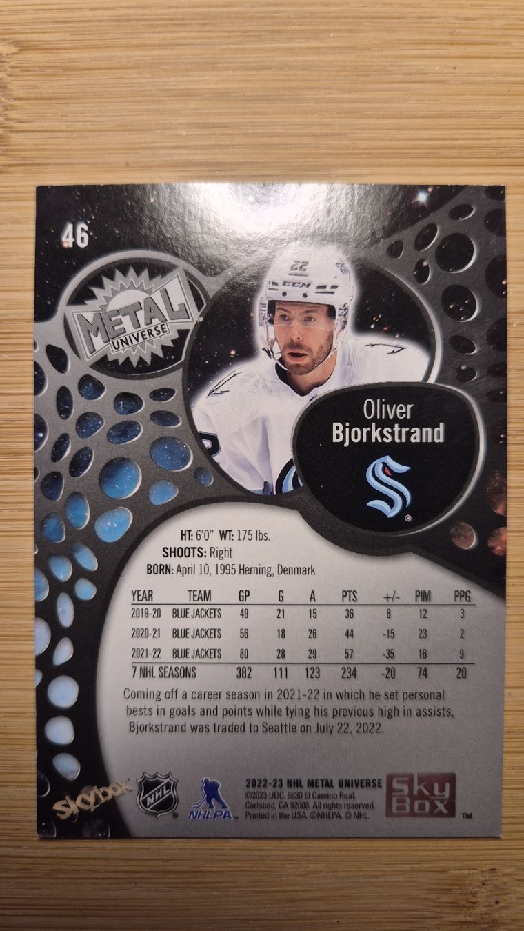 NHL Carte collezionabili: NHL Seattle Kraken Oliver Bjorkstrand – Usato da Bellach venduto da paedu-1980 1