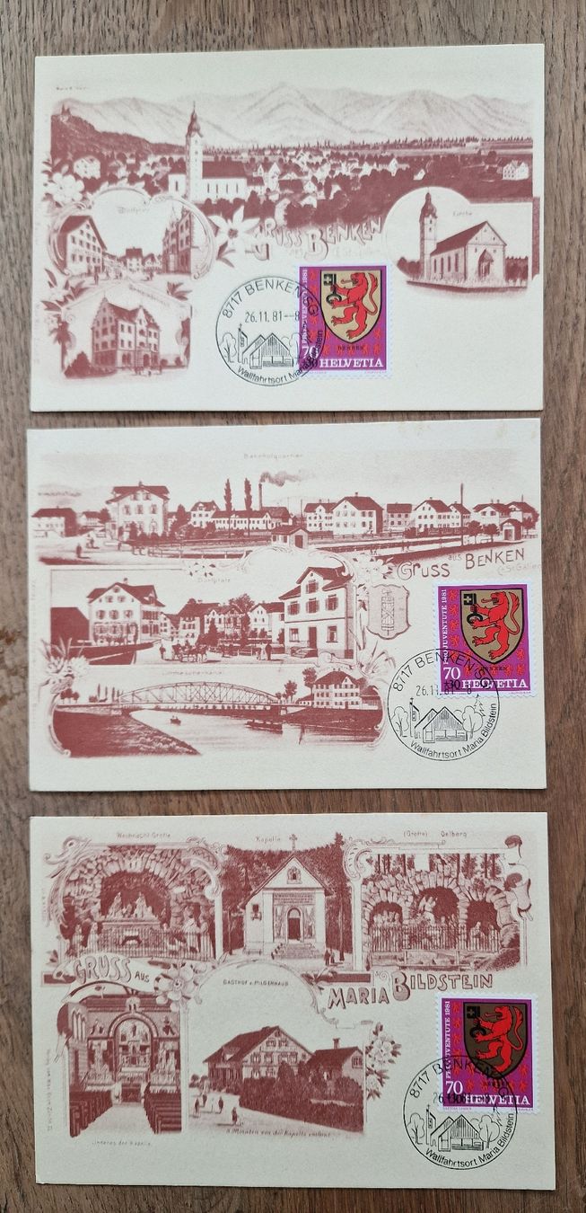 Cartes postales: 3 Ansichtskarten, Gruss aus Benken/ Poststempel  – Neuf (Voir description) à Gossau SG par ush_db7j