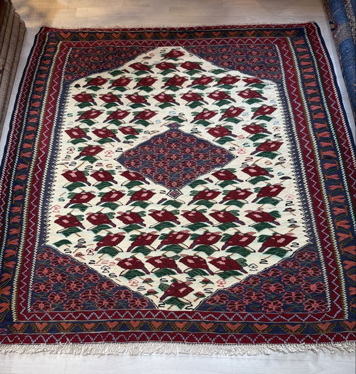 Kelim Tappeti: Echter Orientteppich,  Kelim 137x143.cm – Usato da Büron venduto da Filadefia-888 2