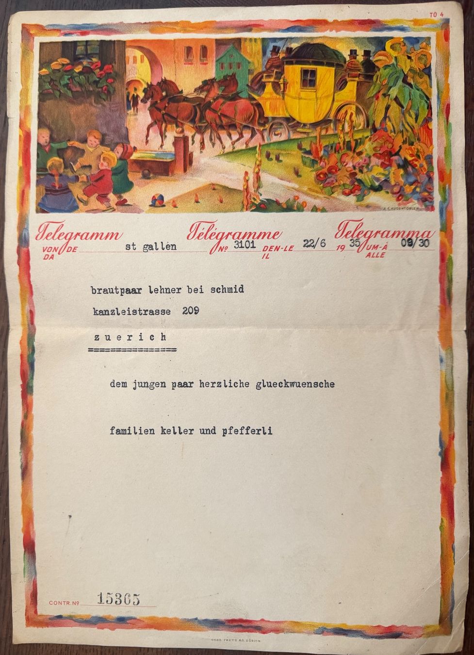 Documenti: Telegramm 1935 – Usato da Tegerfelden venduto da siebenmacky