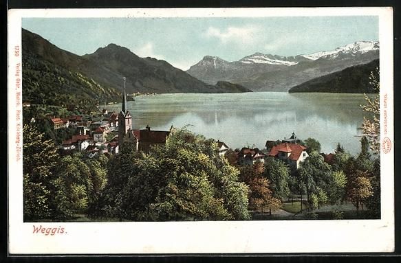 Cartoline postali: Weggis, Partie an der Kirche, Gebirgspan – Usato da Berlin venduto da bartko-reher