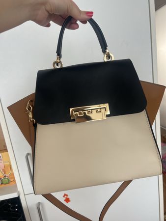 Zac Posen Handbag Black Beige Leather 