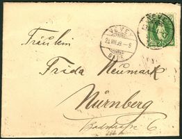 1889_Gebrauchsbrief von Vevey nach Nürnberg; SBK 67B