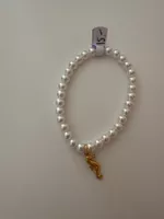 %SOMMER PERLENARMBAND -ANHÄNGER SEEPFERD GOLD%