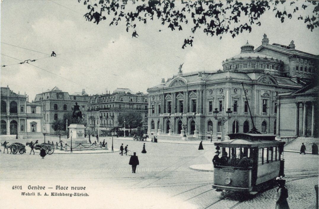 Cartoline postali: Genève   GE  -   Rue Neuve   /   Tram – Usato da Brig venduto da Valcards54
