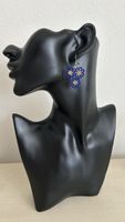 Blaue Blumen Perlen Ohrringe Handarbeit