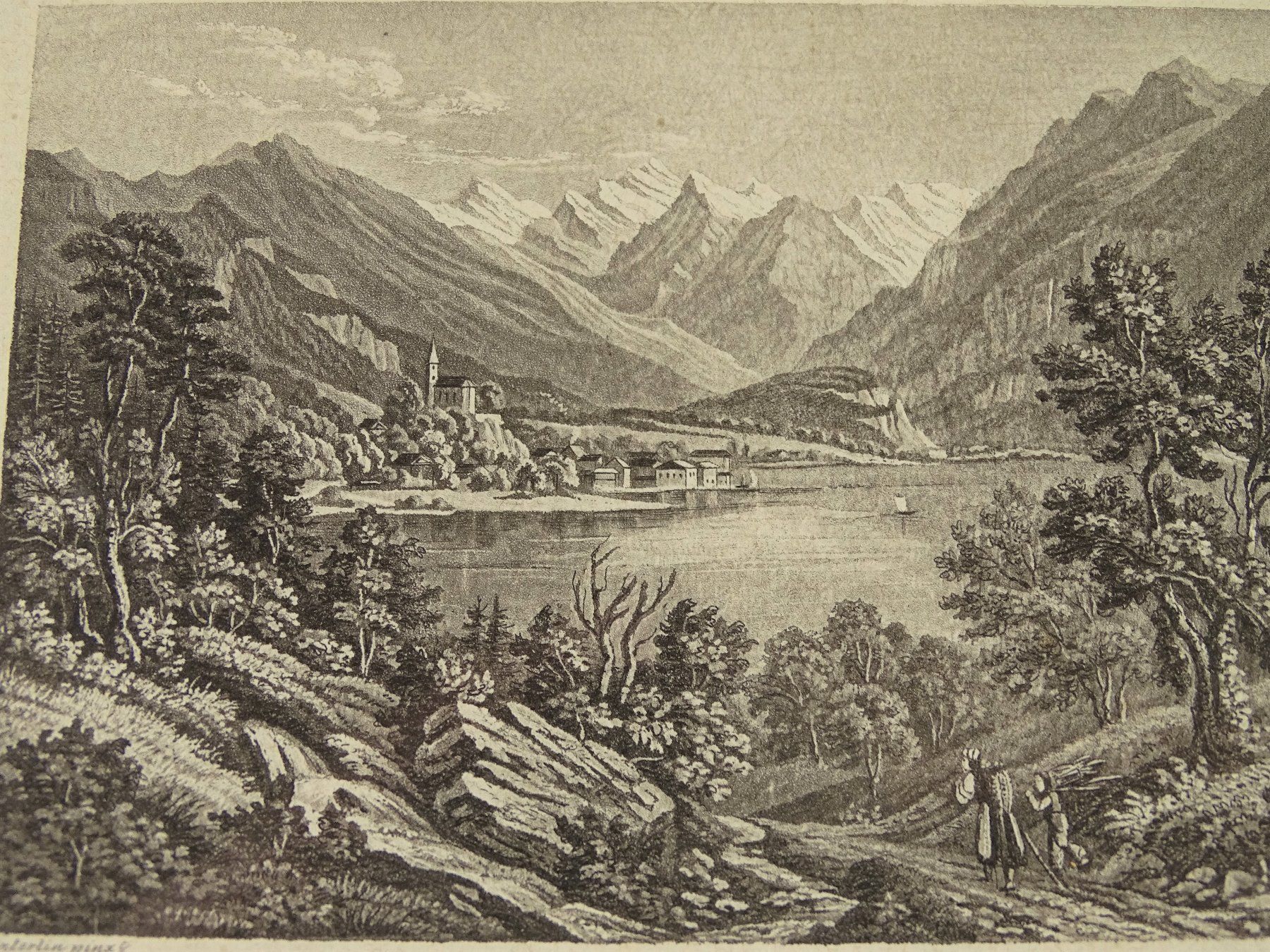 Incisioni: LAC DE BRIENZ, AQUATINTA UM 1850 – Usato da Grüningen venduto da Kartensammler 2