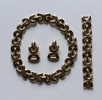 Parure vintage dorée: Collier, bracelet et boucles d'orei...