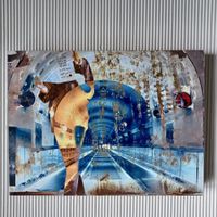 STREETART.  Glanzdruck auf Holztafel.