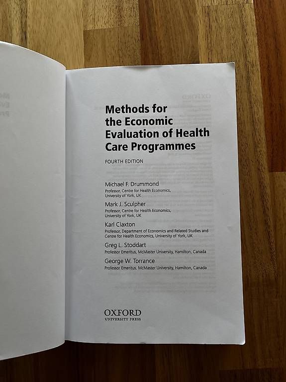 Libri: Methods for the Economic Evaluation o Health Care Programmes – Usato da Neuhausen am Rheinfall venduto da ram_kw6n 1