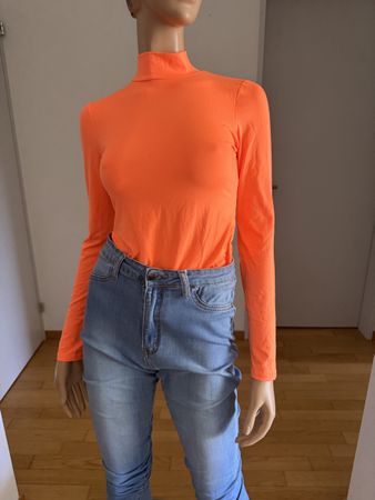 Body langarm neon orange Gr. M Ausschnitt hinten Langarmbody