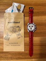 Lederarmband Rot Strauss  - MoonSwatch - Omega Swatch