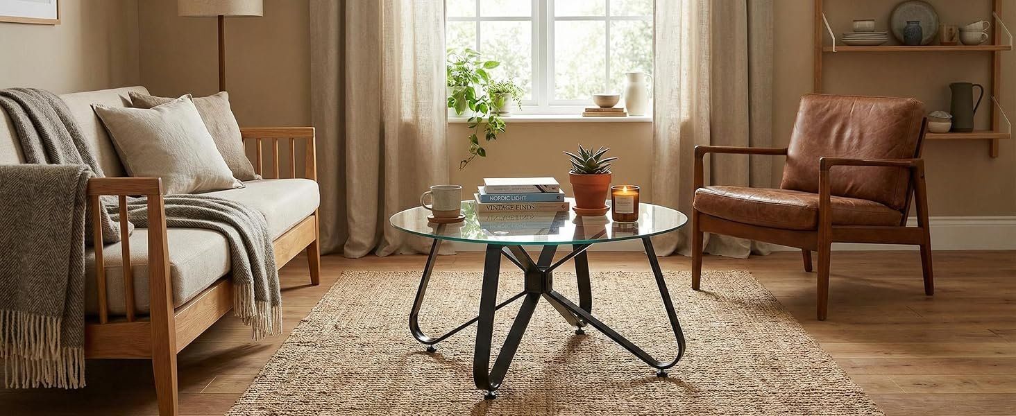 Tavoli: Couchtisch Glas rund Wohnzimmertisch Beistelltisch modern – Nuovo e nell'imballaggio originale da Wittenbach venduto da SELVARO 1
