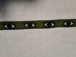 2.3 Meter Webband in olive mit Augenmotiv