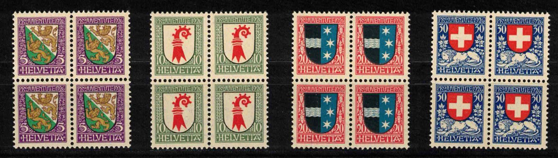 Tutti i francobolli: Pro Juventute 1926 im 4er-Block, postfrisch ** – Nuovo (secondo la descrizione) da Nuglar venduto da Stamp88