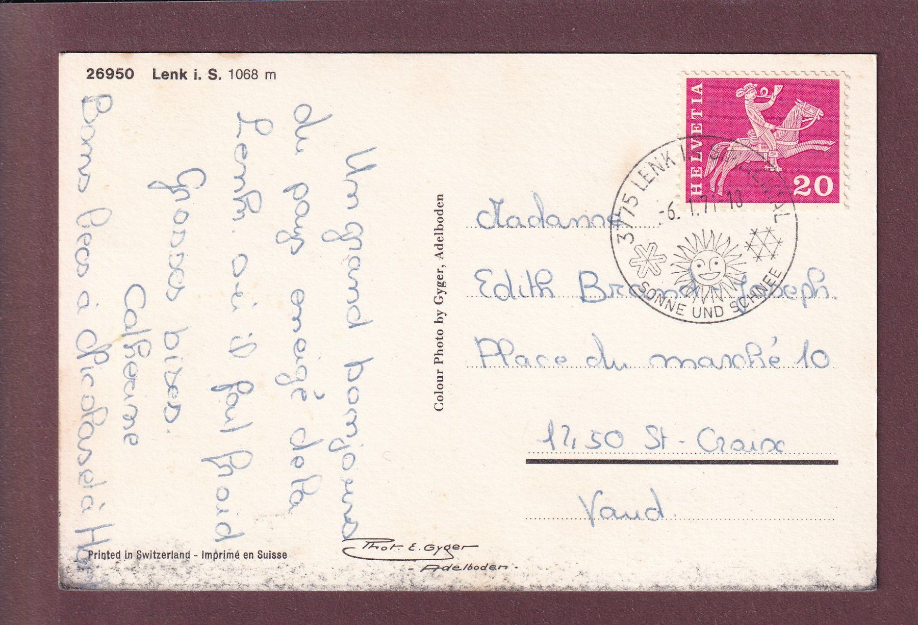 Cartoline postali: LENK - 4 Bilder - 1971 – Usato da Pully venduto da nicecards 1