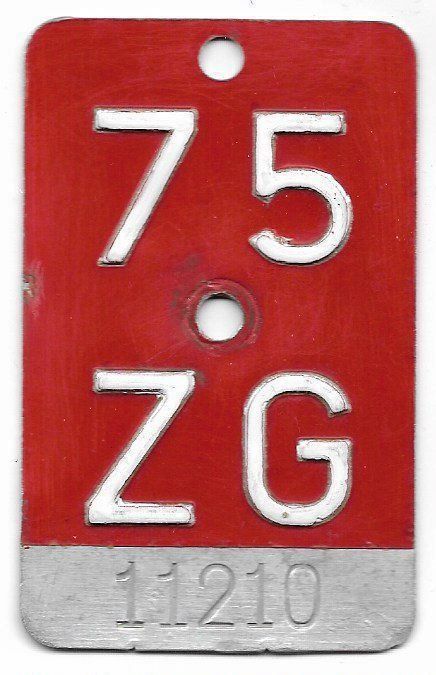 Insegne: Velonummer Zug ZG 75 – Usato da Bülach venduto da anska