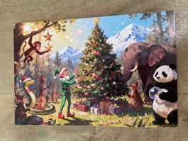 AK Postkarte Weihnachts- Elf Tiere Christbaum  neu
