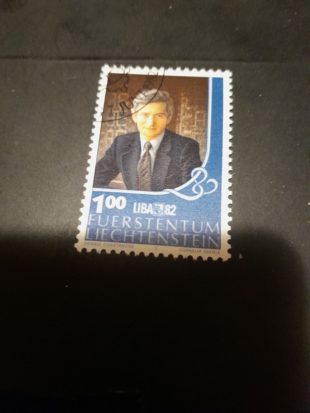 Alle Briefmarken: Rare! Timbre Liechtenstein 100 Liba 82 - Dennis Constantine – Gebraucht aus Marly von globetrotter1723