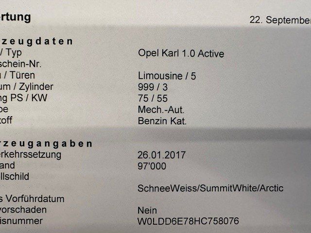 Opel Automobili: Opel Karl 1.0 Active – Usato da Oberriet SG venduto da jeepv8 7