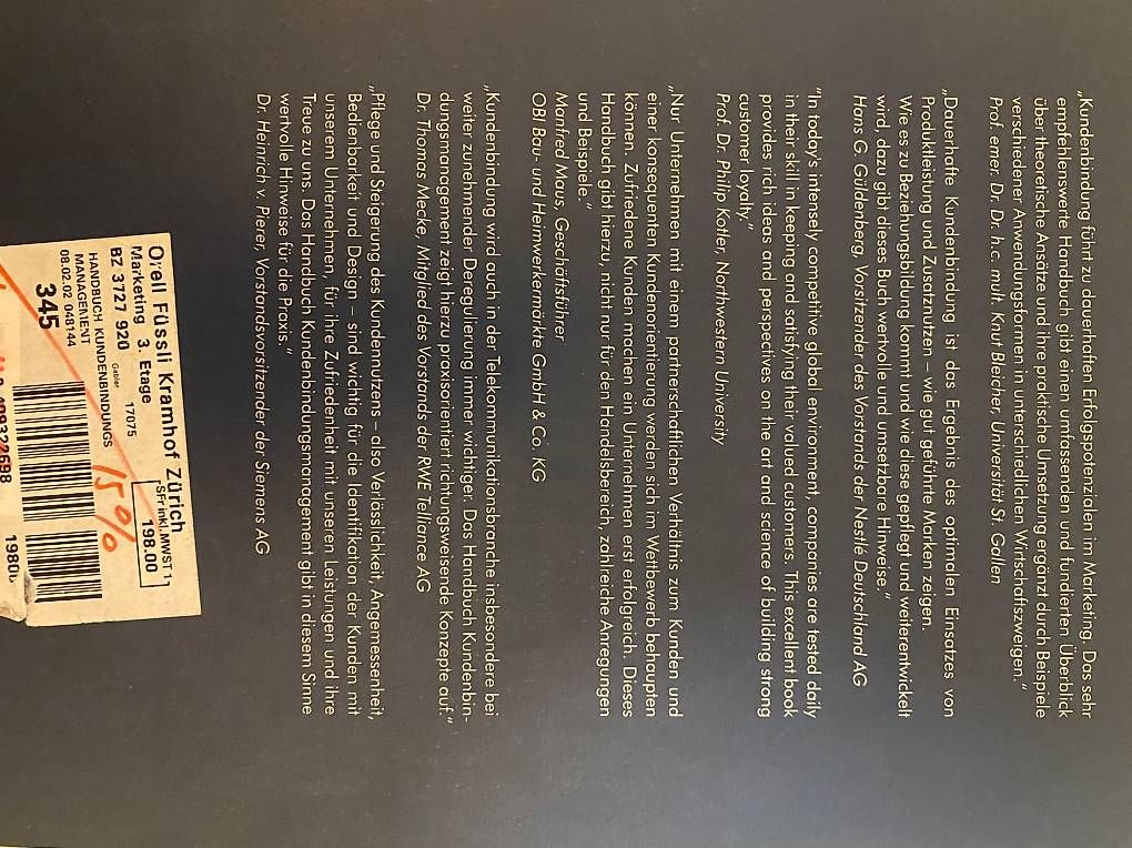 Libri: Handbuch Kundenbindungsmanagement – Usato da Zürich venduto da nic_6lcf 1