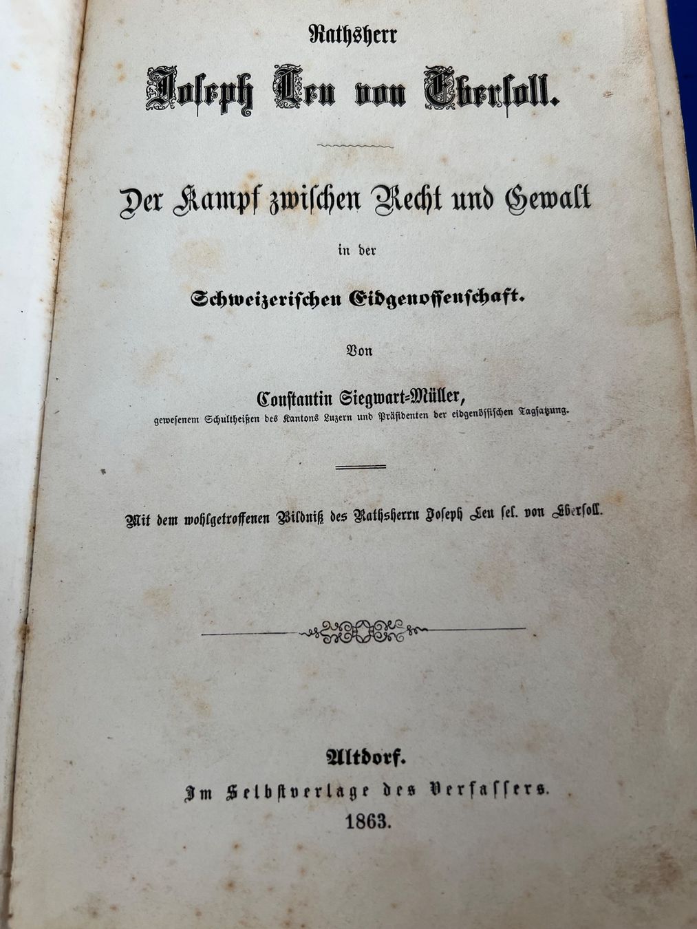 Bücher: Joseph Leu von Ebersoll / Siegwart-Müller 1863 – Gebraucht aus Unterengstringen von Gustav03 1