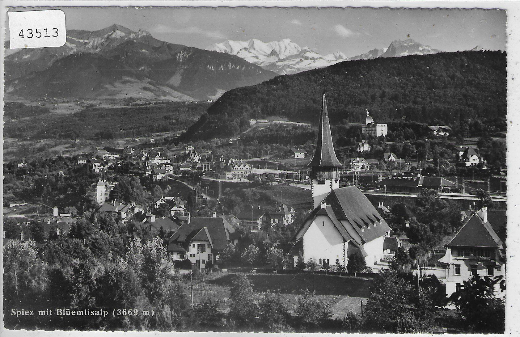 Cartoline postali: Spiez mit Blüemlisalp - Generalansicht – Usato da Ettingen venduto da Kartenplanet