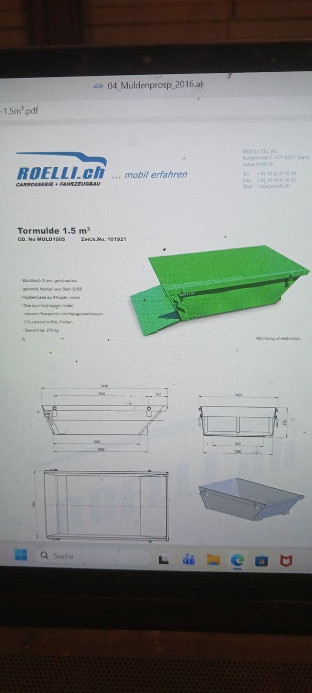 Contenitori edile: Welaki Mulde 1.5m3 – Usato da Thalheim AG venduto da Spez-bau 3