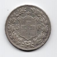 (1332) CH, 5 Franken 1890, Kopf, ss-vz