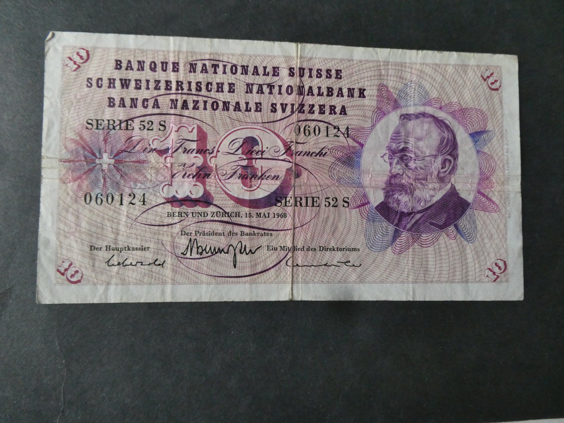 Banconote: Schweiz 1968, 10 Franken – Usato da Hinterforst venduto da Rohusri