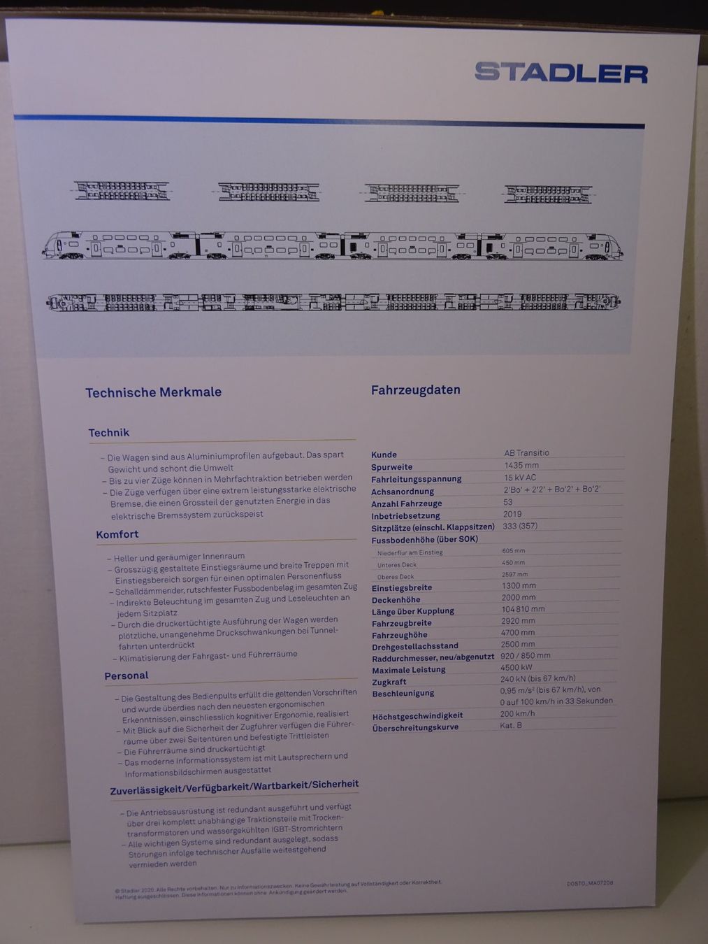 Riviste & Magazine: Stadler Dosto Datenblatt Zug Malartäg AB A-4 Format – Nuovo (secondo la descrizione) da Teufen AR venduto da Brandan2171 1