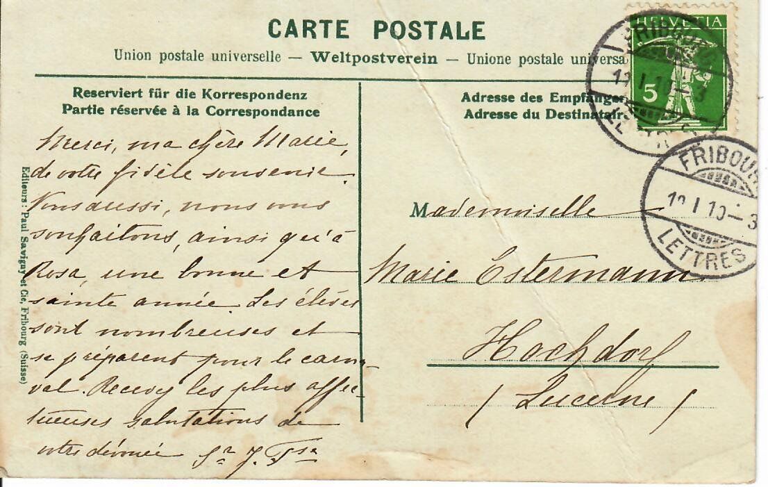 Cartes postales: Fribourg 1910 – D'occasion à Hochdorf par Ziegel-16 1