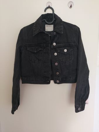 Black Cropped Denim Jacket - XS Asos