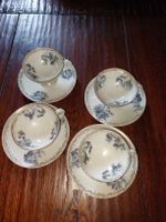 Tassen Set Untertassen Porzellan Blumenmuster Goldrand