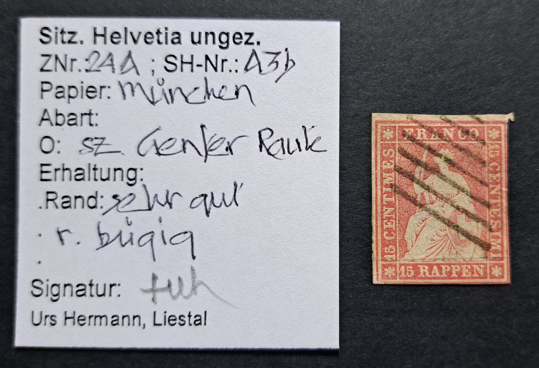 Tutti i francobolli: Strubel 24A / 24A3 Bogenrand – Usato da Unterägeri venduto da PhilatelieStudiger 2