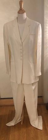 "Emporio Armani" Hosenanzug mit Bluse, Grösse 42, weiss