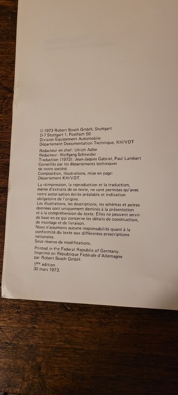 Libri: Notice technique Bosch pour magnétos, 1ère Édition – Usato da Fribourg venduto da stick01 1