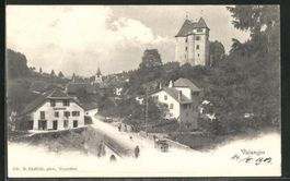 Valangin, datée 1903, pont, animée