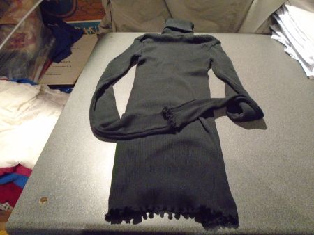 Rollkragenpullover ca. Grösse S, schwarz/Streifenmuster