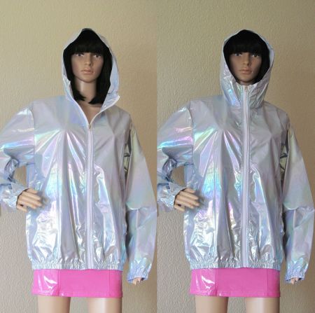 NEU metallisch blaue Lackjacke Regenjacke Gr.2XL FESTIVAL