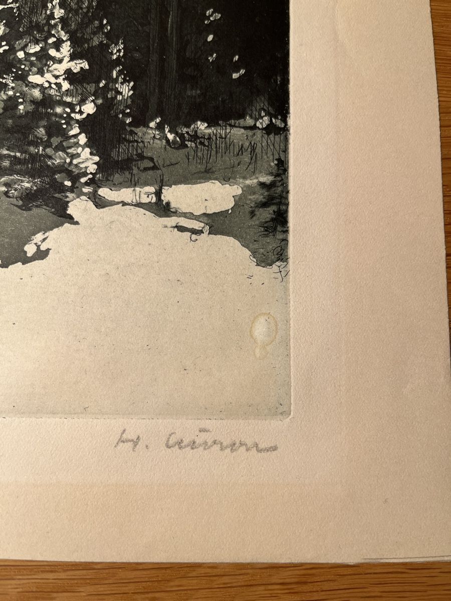 Gemälde: Gemälde, Winterwald bei Mondschein in Arosa, Tusche – Gebraucht aus Affoltern am Albis von Silber79 4