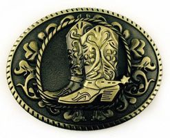 Metall Gürtelschnalle WESTERN BOOTS bronzefarbig