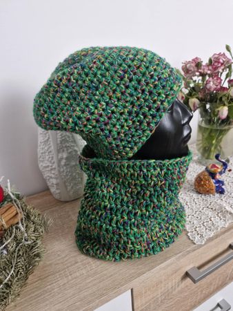 🧶 Handgemachtes Woll-Set: Mütze + Loop-Schal 🧶