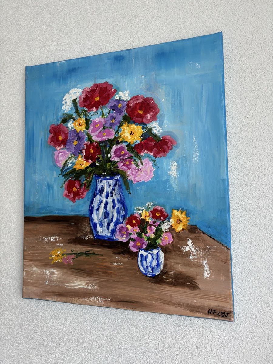 Dipinti: Gemälde: Blumenstillleben mit blauer Vase – Nuovo (secondo la descrizione) da Cham venduto da Felha 5